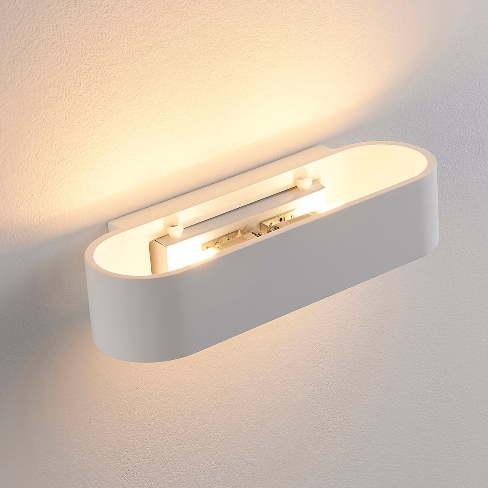 Lindby wall light Fioni, white, plaster, G9, 6.5 cm, paintable