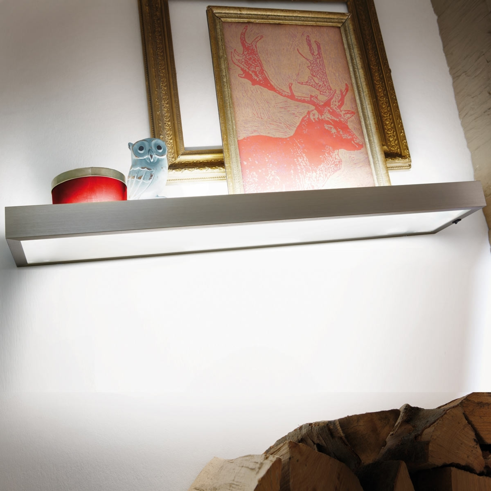 HERA GS 2 LED Decorative glass shelf light, 90 cm, for Living / Dining Room, metal, glass, 8 W, energy efficiency: A+, L: 90 cm, H: 5 cm
