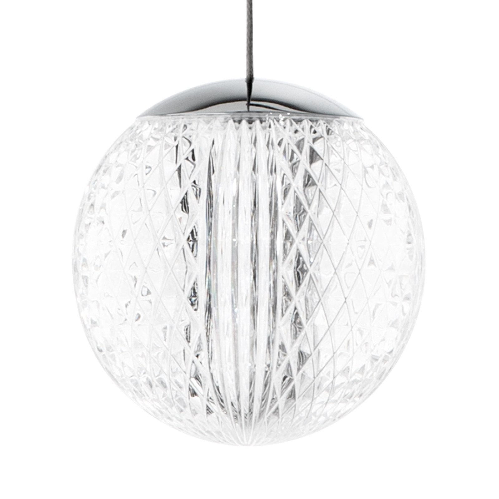 Ideal Lux LED hanging light Diamond 3-bulb, chrome-coloured/clear