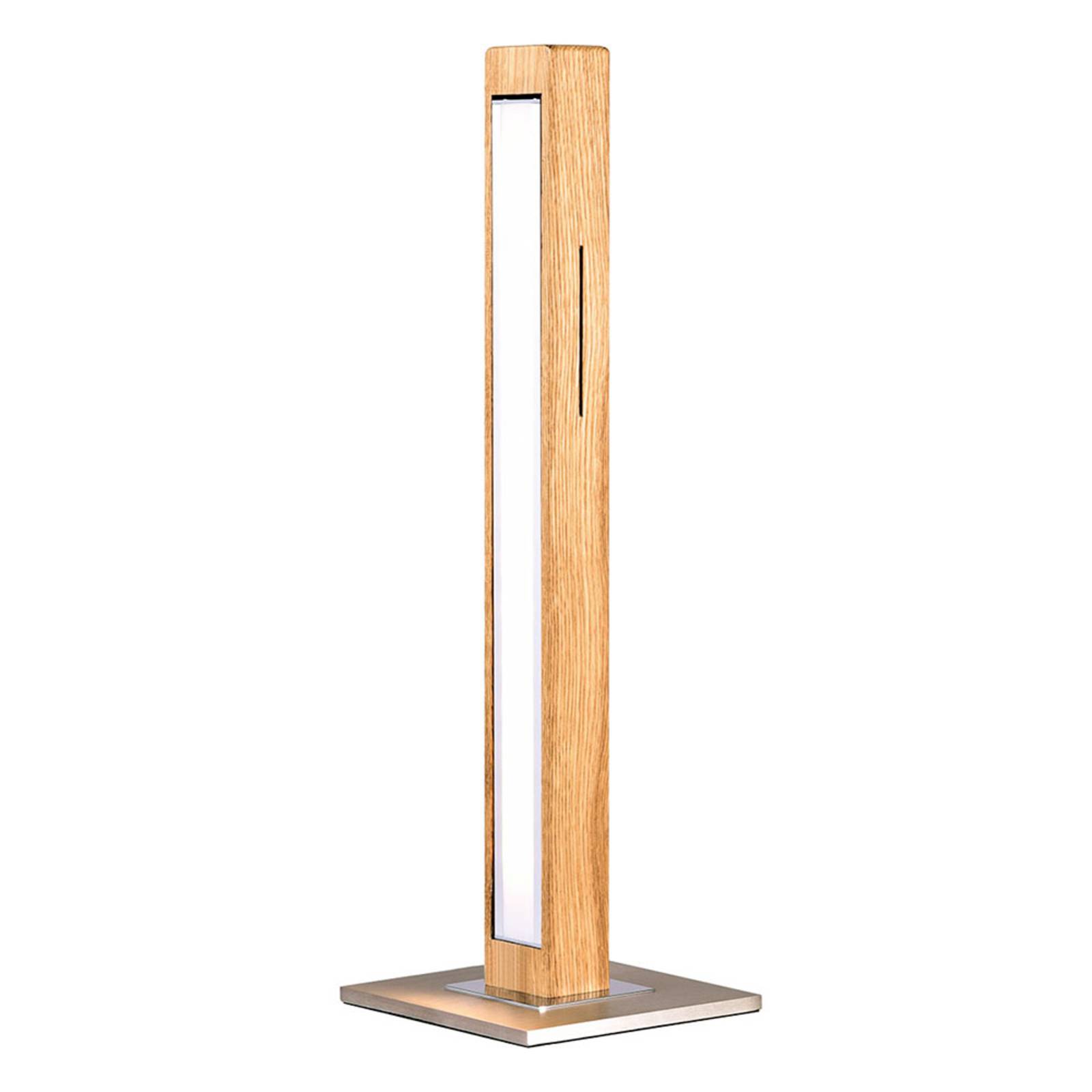HerzBlut Leonora LED table lamp oiled oak, for Living / Dining Room, solid wood, metal, plastic, 9.4 W, L: 5.9 cm, W: 5.9 cm, H: 51 cm