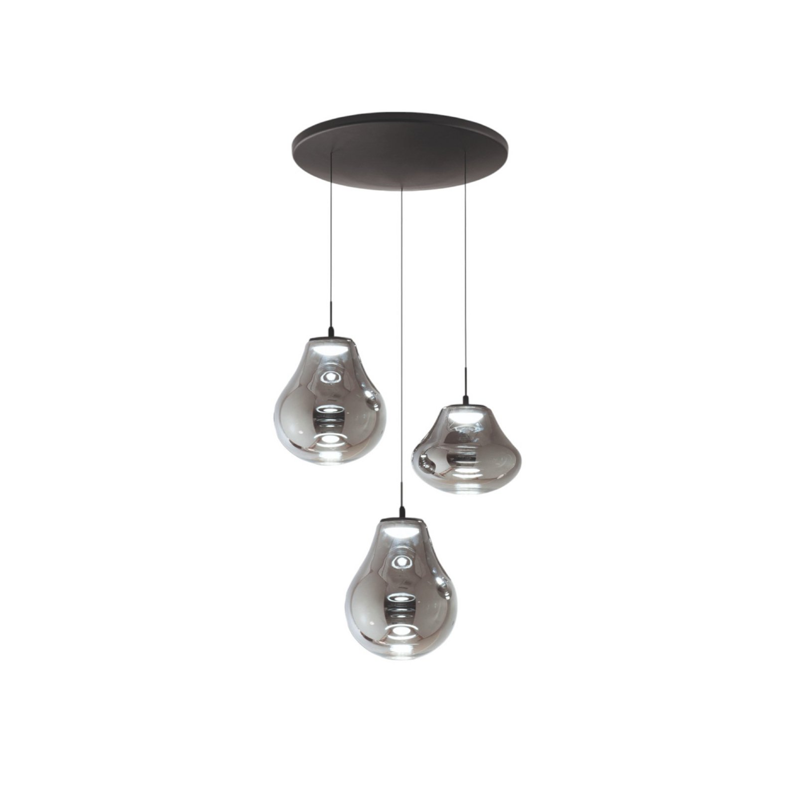 LED pakabinamas šviestuvas Deva, 3 lemputės, Ø 50 cm, pilkos spalvos, CCT,