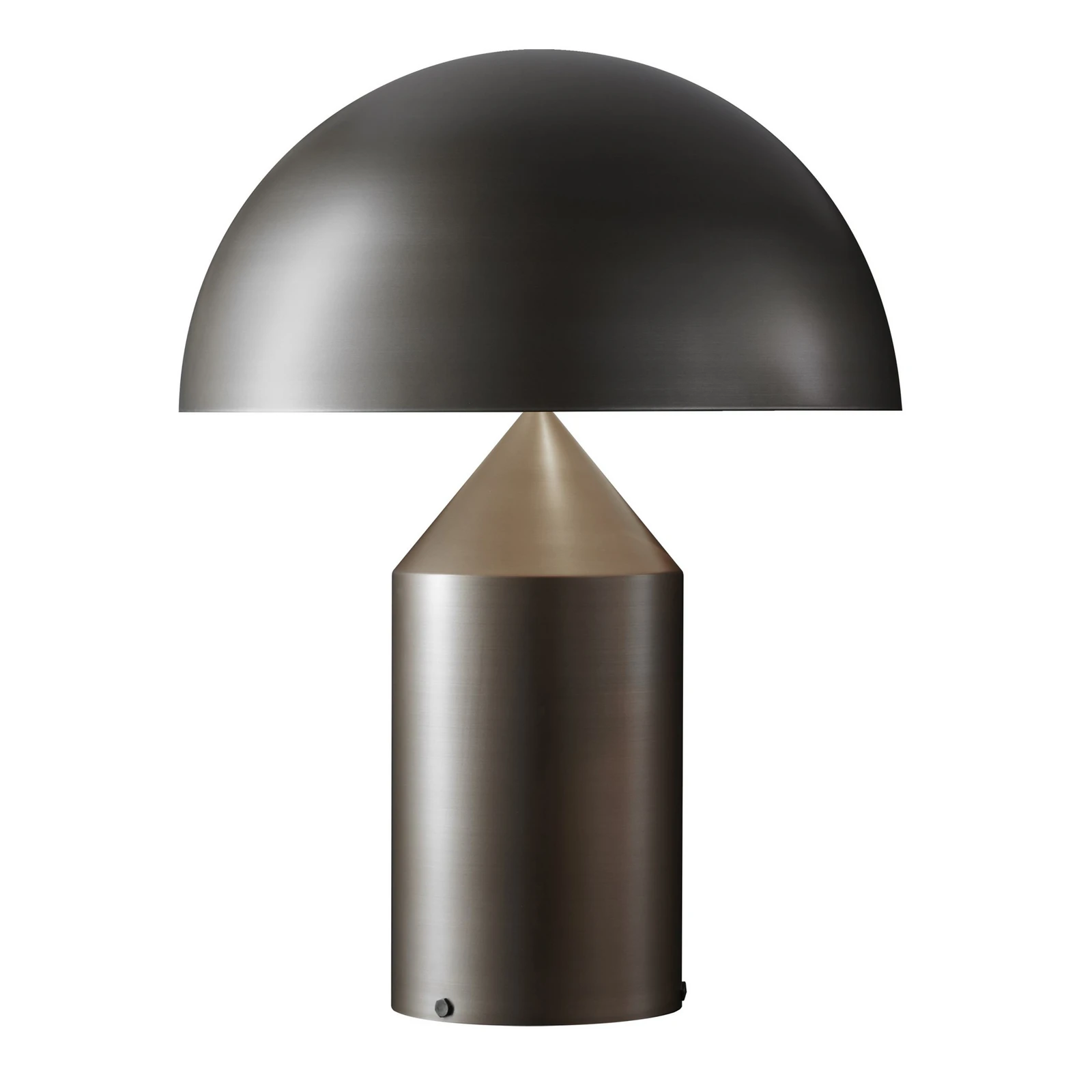 Oluce lampa stołowa Atollo, nikiel satynowy, ściemniana, aluminium, Ø 50 cm