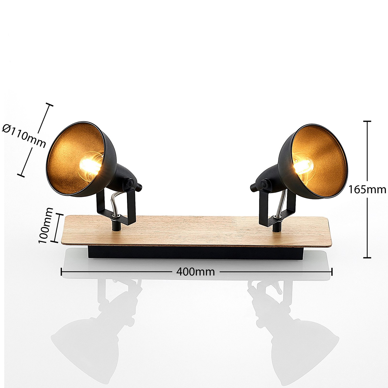 Aylis 2 Plafondlamp Black/Wood - Lindby