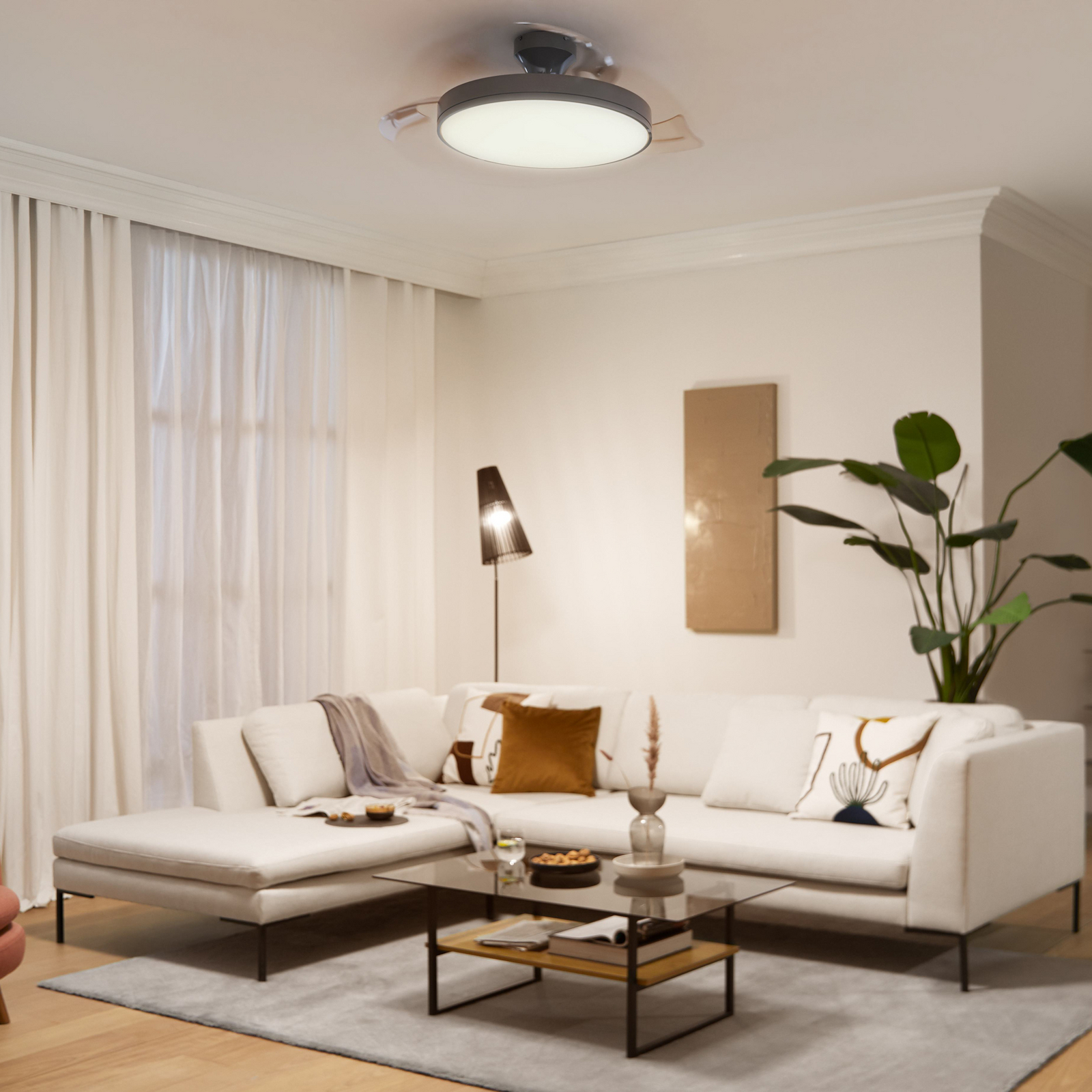 Philips LED-takvifte Atlas, nikkel, stille, CCT