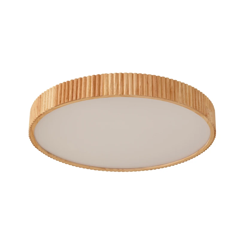 Lindby - Velua LED-taklampa, vit/trä, Ø 50 cm, CCT