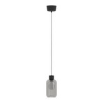 Suspension Dasmina, Ø 13 cm, gris fumé/noir, verre, E27