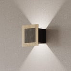 LED nástenné svetlo Chile S, dub/granit, výška 15 cm, stmievateľné