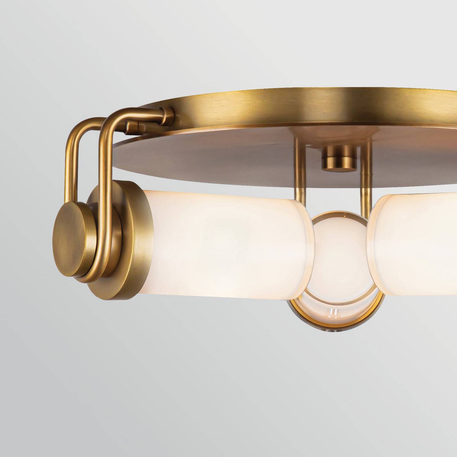 Deckenlampe WYNWOOD, altmessing, Ø 42 cm, 3-flg. Metall/Glas günstig online kaufen