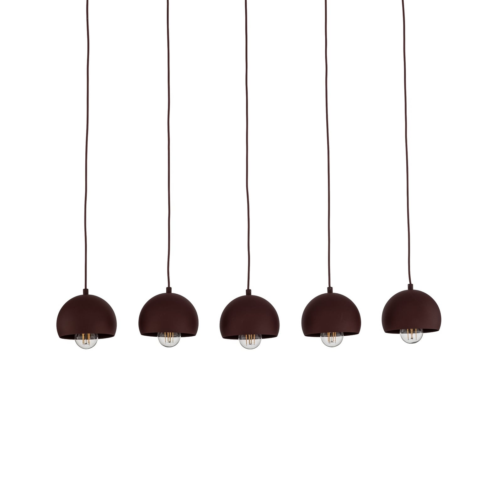 Hängelampe Sool, dunkelrot, Länge 95 cm, 5-flg., Metall, E27