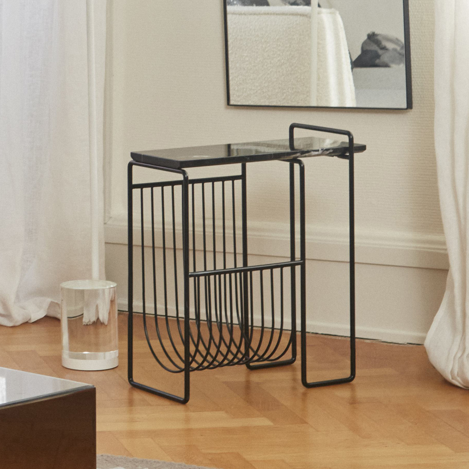 AYTM Sino magazine rack, side table, black