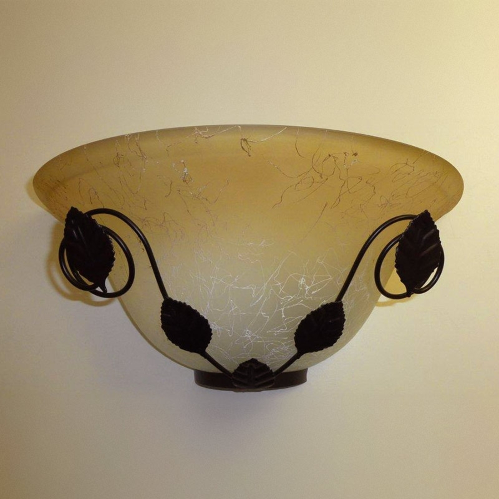 Brilliant Brown wall light Provence with floral decorations, for Living / Dining Room, metal, glass, E27, 60 W, energy efficiency: A++, W: 31 cm, H: 13.5 cm