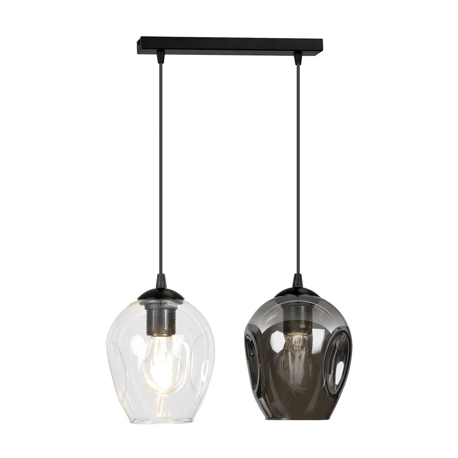 Euluna Suspension Starla 2 lampes graphite/transparent