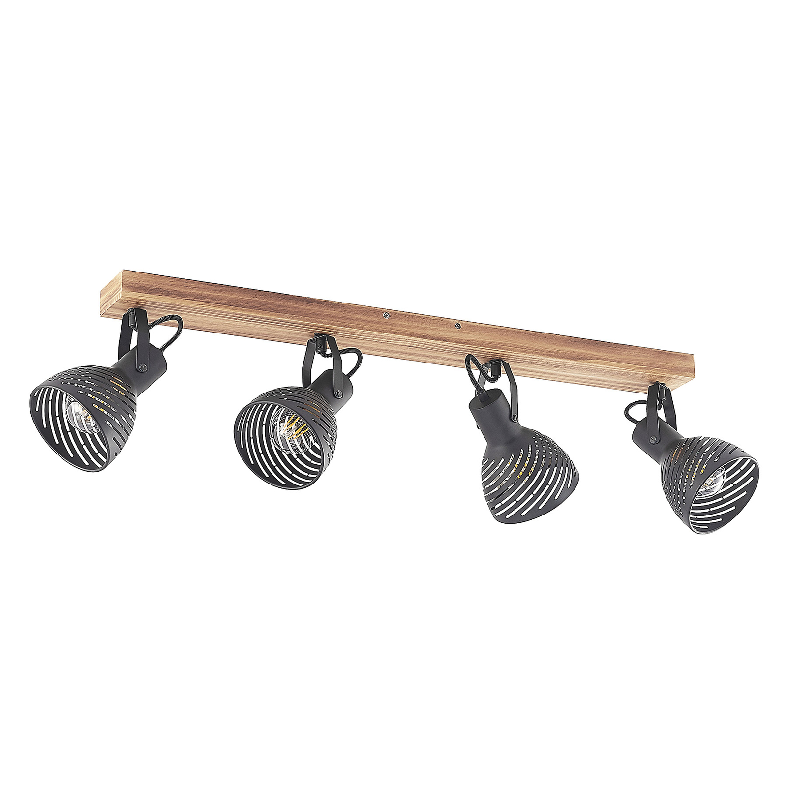 Lindby Raniso downlight de techo, madera de caucho, 4 luces