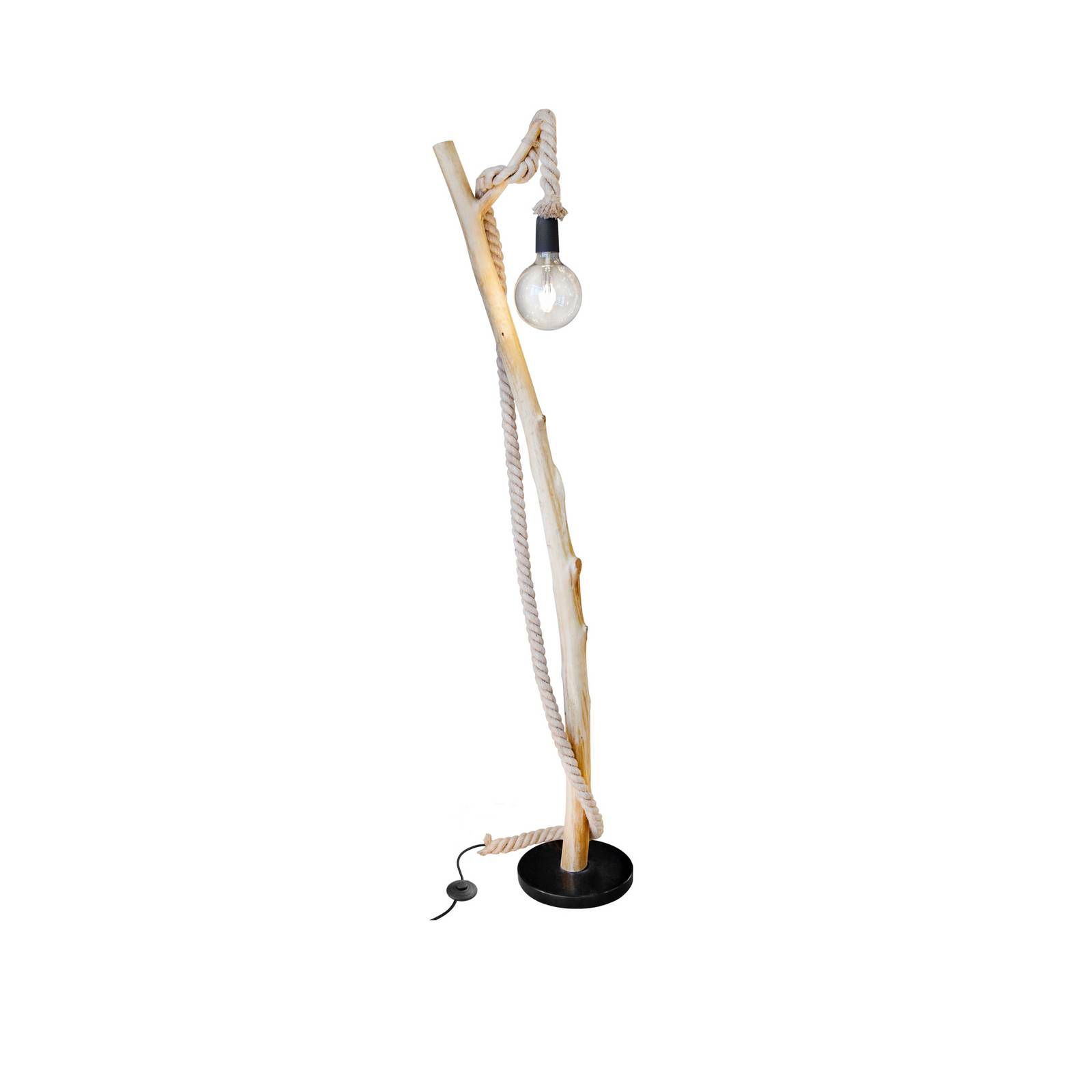 Stehleuchte Nerida, hellbraun, Holz/Hanf, Höhe 150 cm
