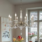 Kronleuchter Adone, rund, 8-flammig, messing, Kristallglas