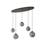Valentina 5 Oval Pendant Smoked Grey/Coffee - Lindby