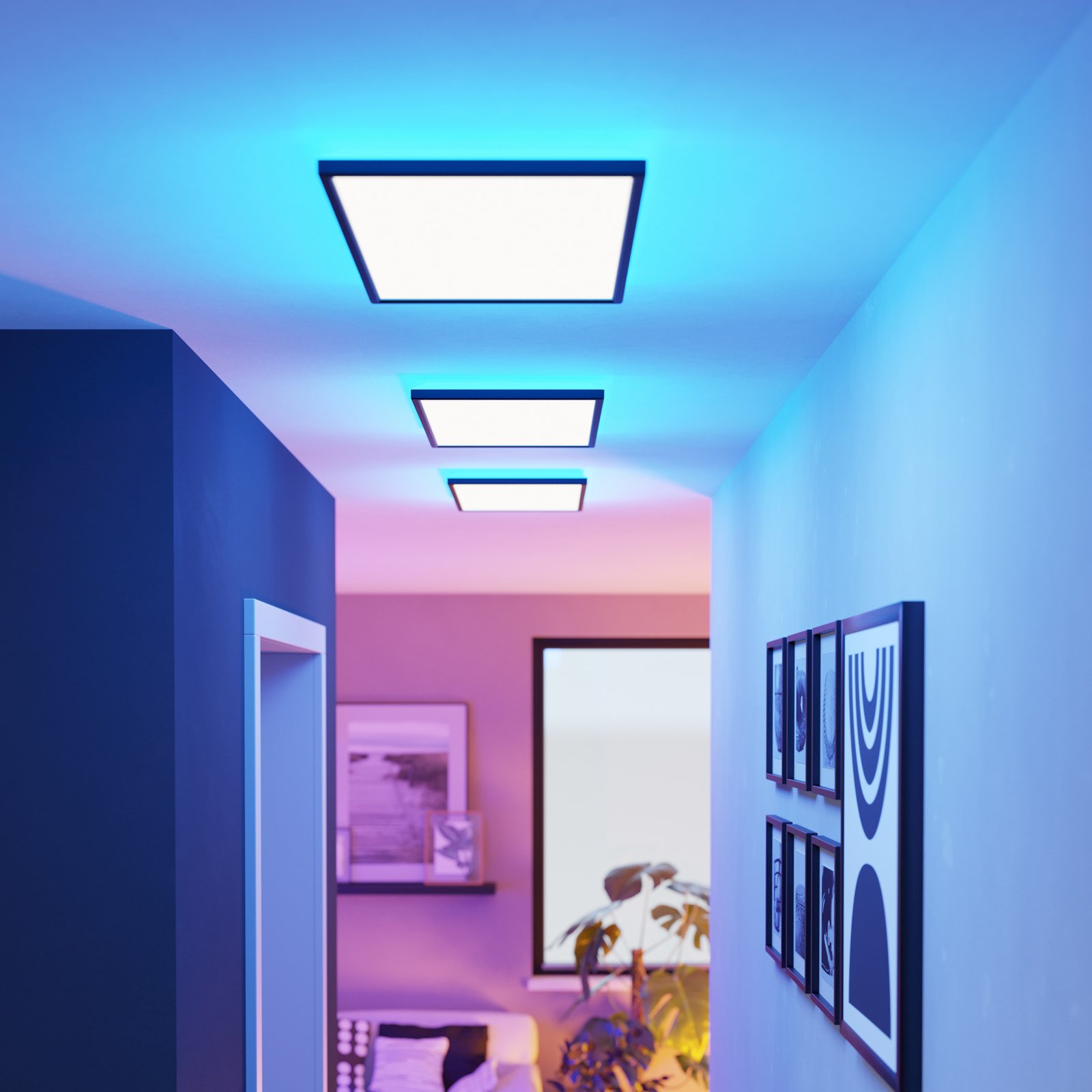 EGLO connect LED ceiling light Rovito-Z, black, 57 x 30 cm