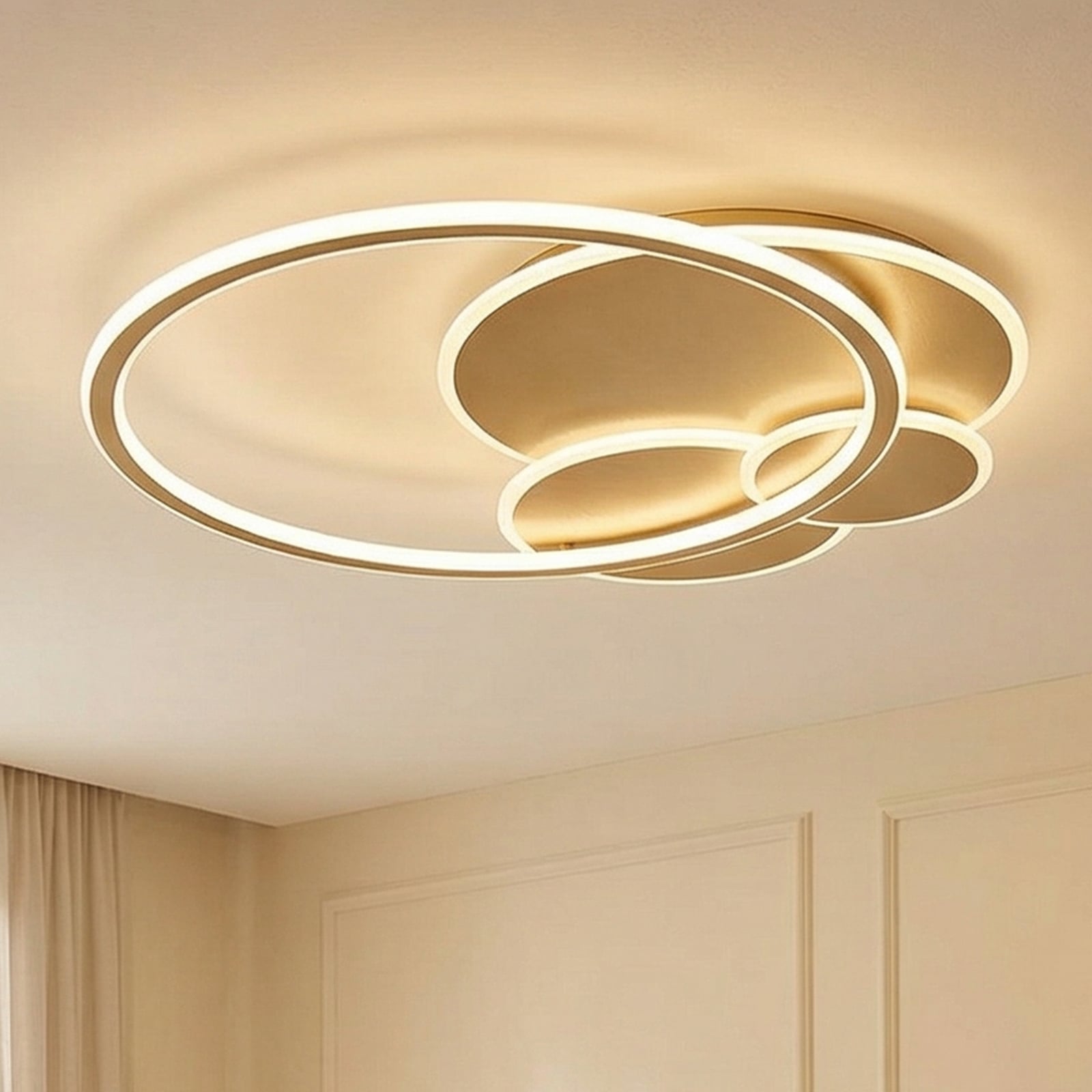 Lucande LED-loftslampe Circulo, guld, 60 cm CCT, dæmpbar