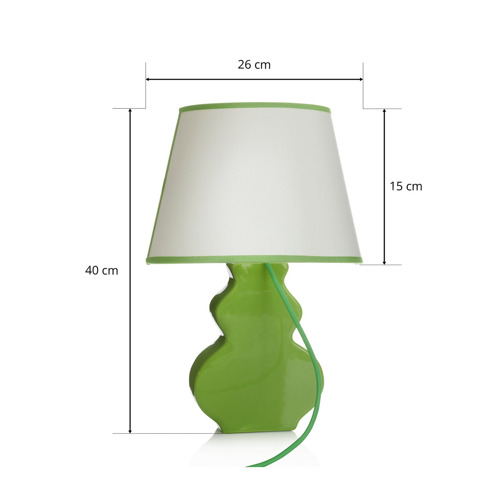 A187 ceramic wall light, fabric lampshade, green