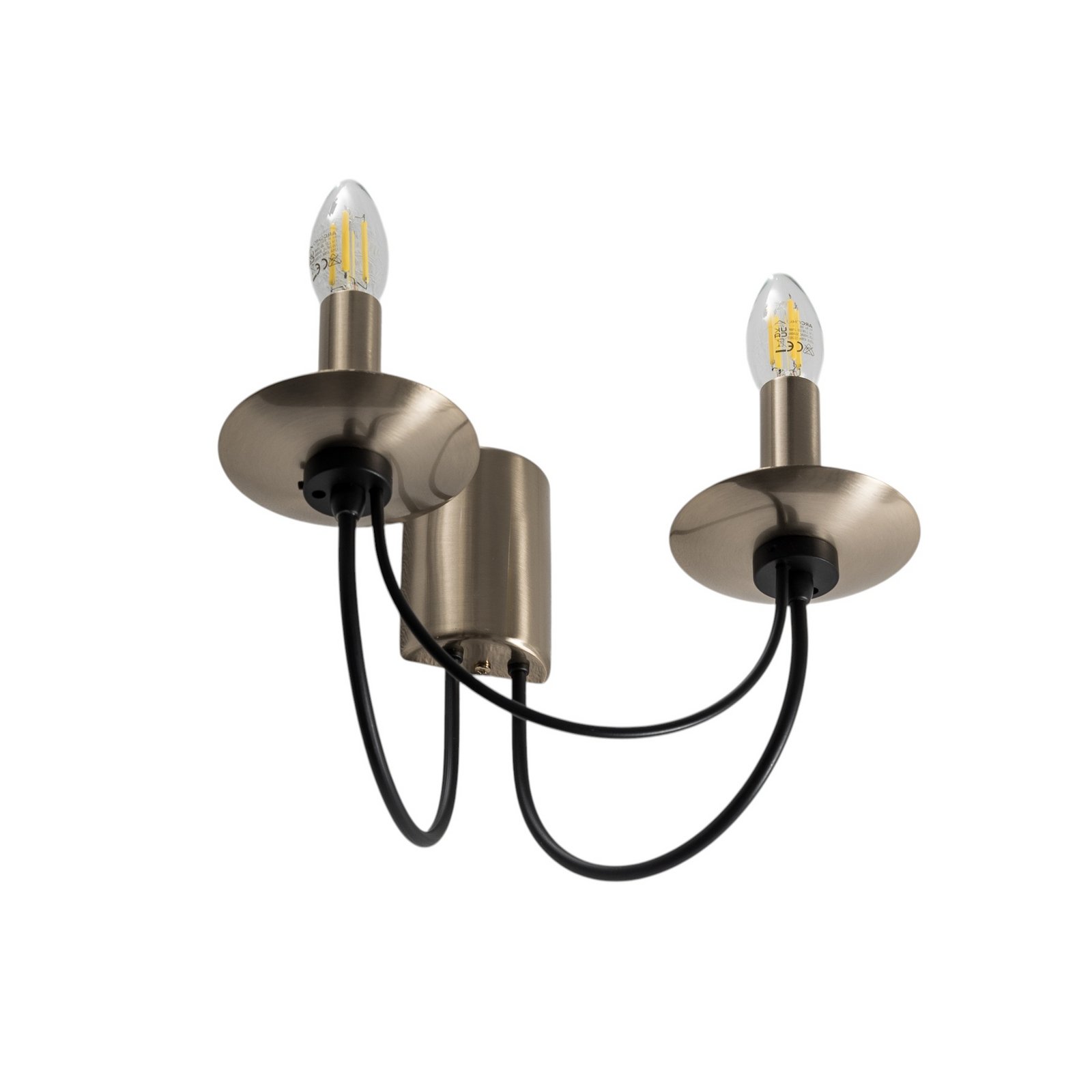 Sienas lampa Dofa, antīks misiņš/melns, 2 gaismas avoti