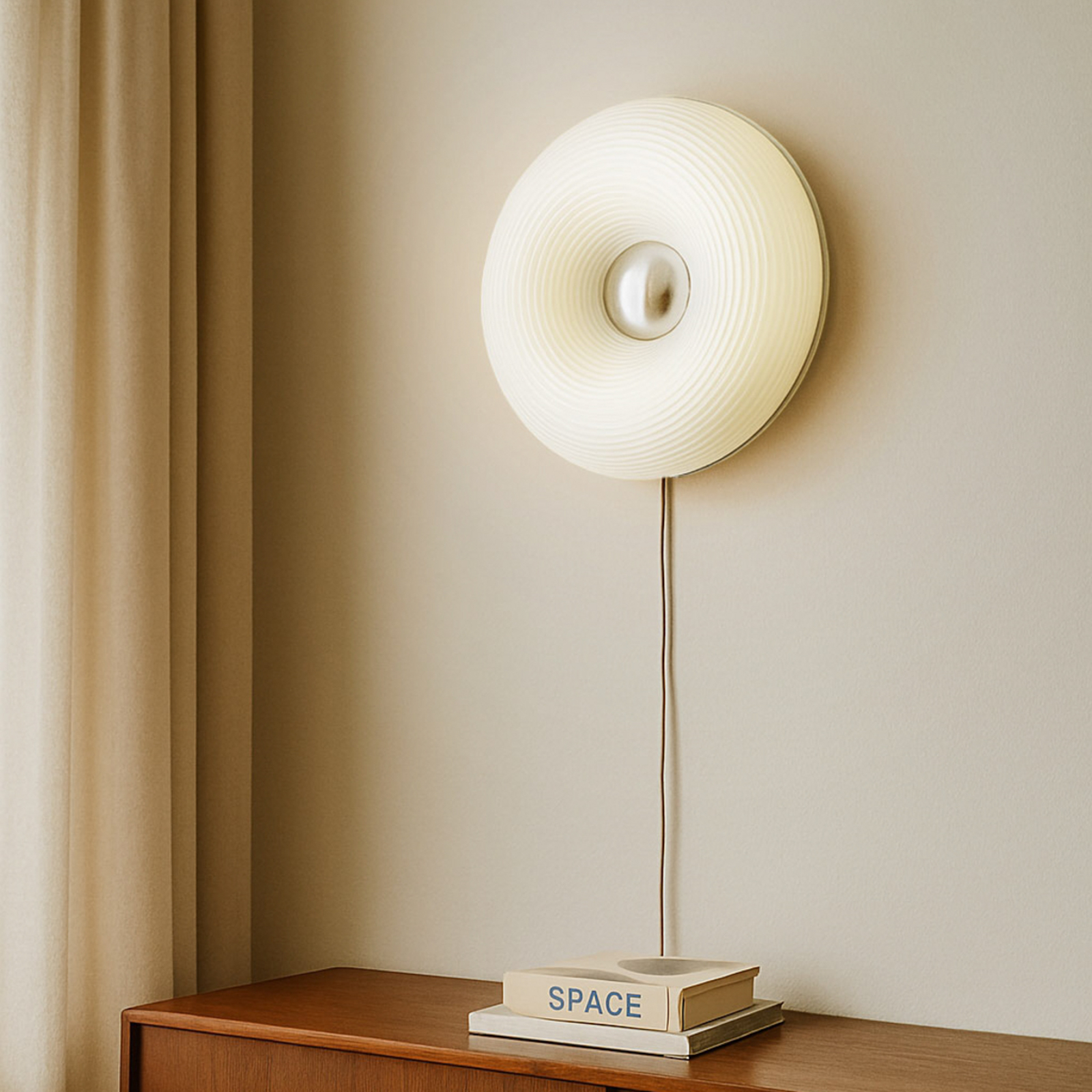 Lindby LED-Tischleuchte Fjora, weiß/chrom, Ø 30 cm, dimmbar