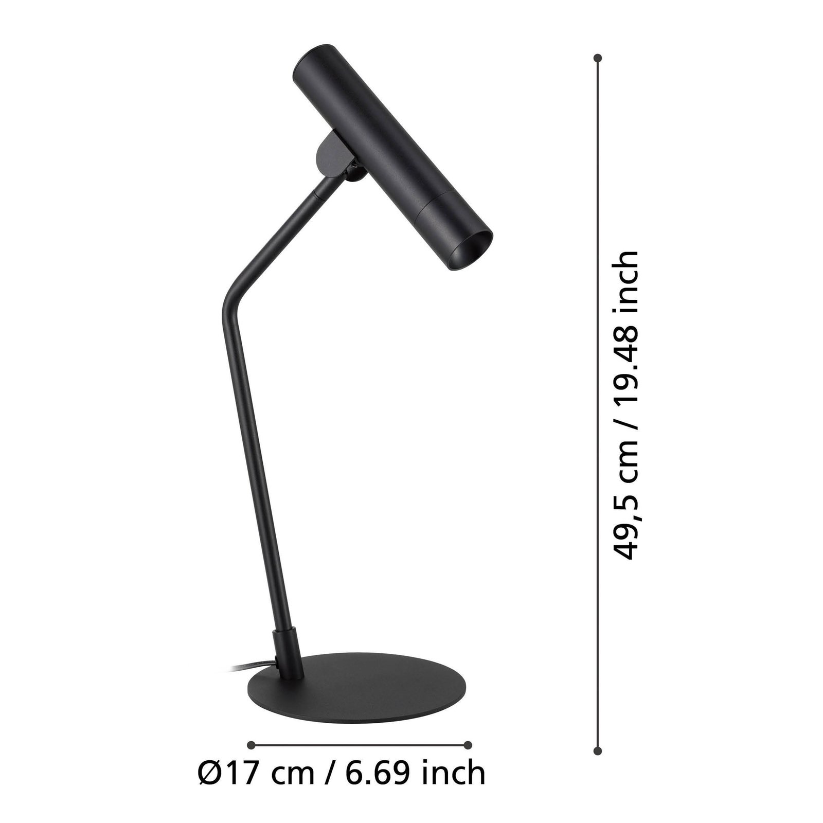 Almudaina LED table lamp, black, height 49.5 cm, steel