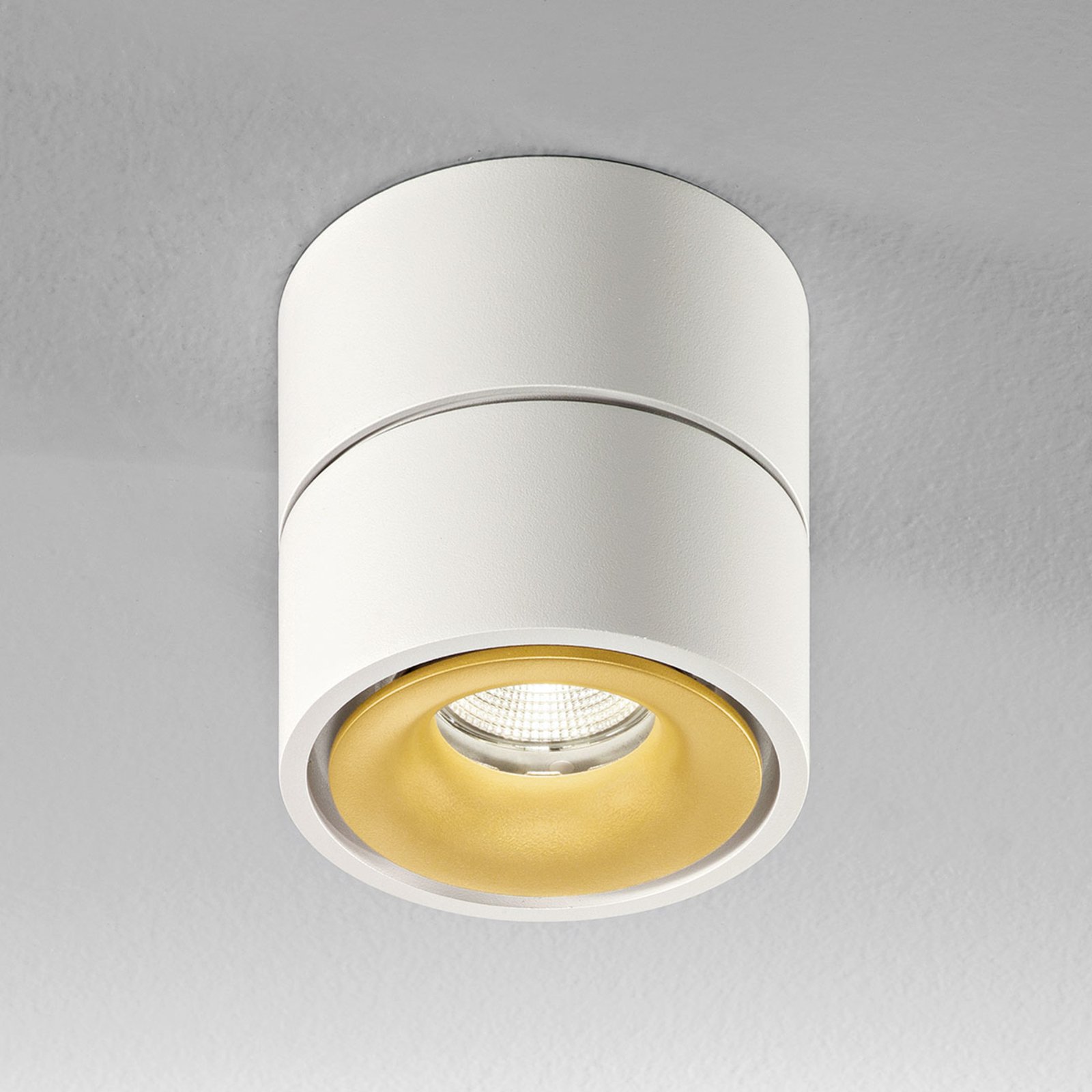 Egger Clippo spot LED soffitto, bianco-oro, 2.700K