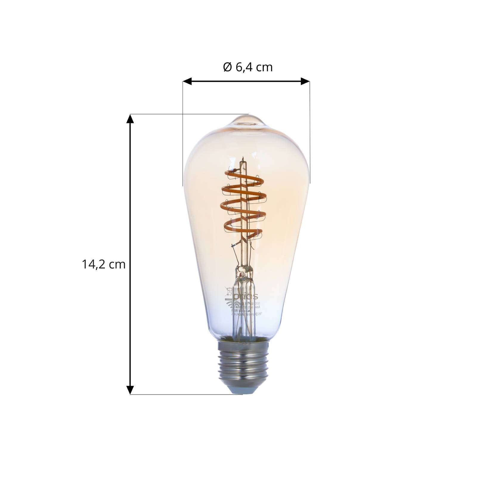 Smart LED-pære E27 ST64 4,9 W WLAN ravgul