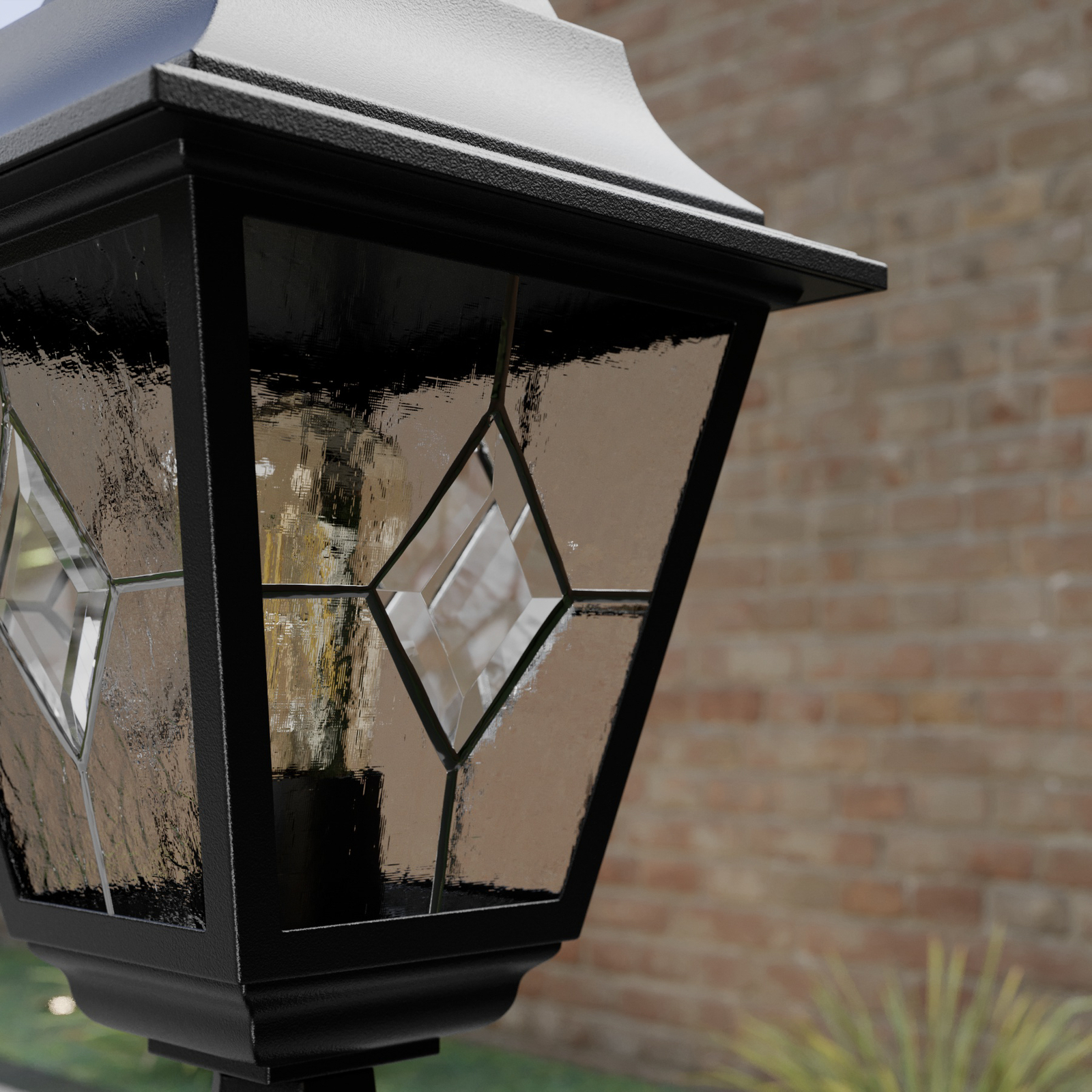 Norfolk pedestal light, leaded glass
