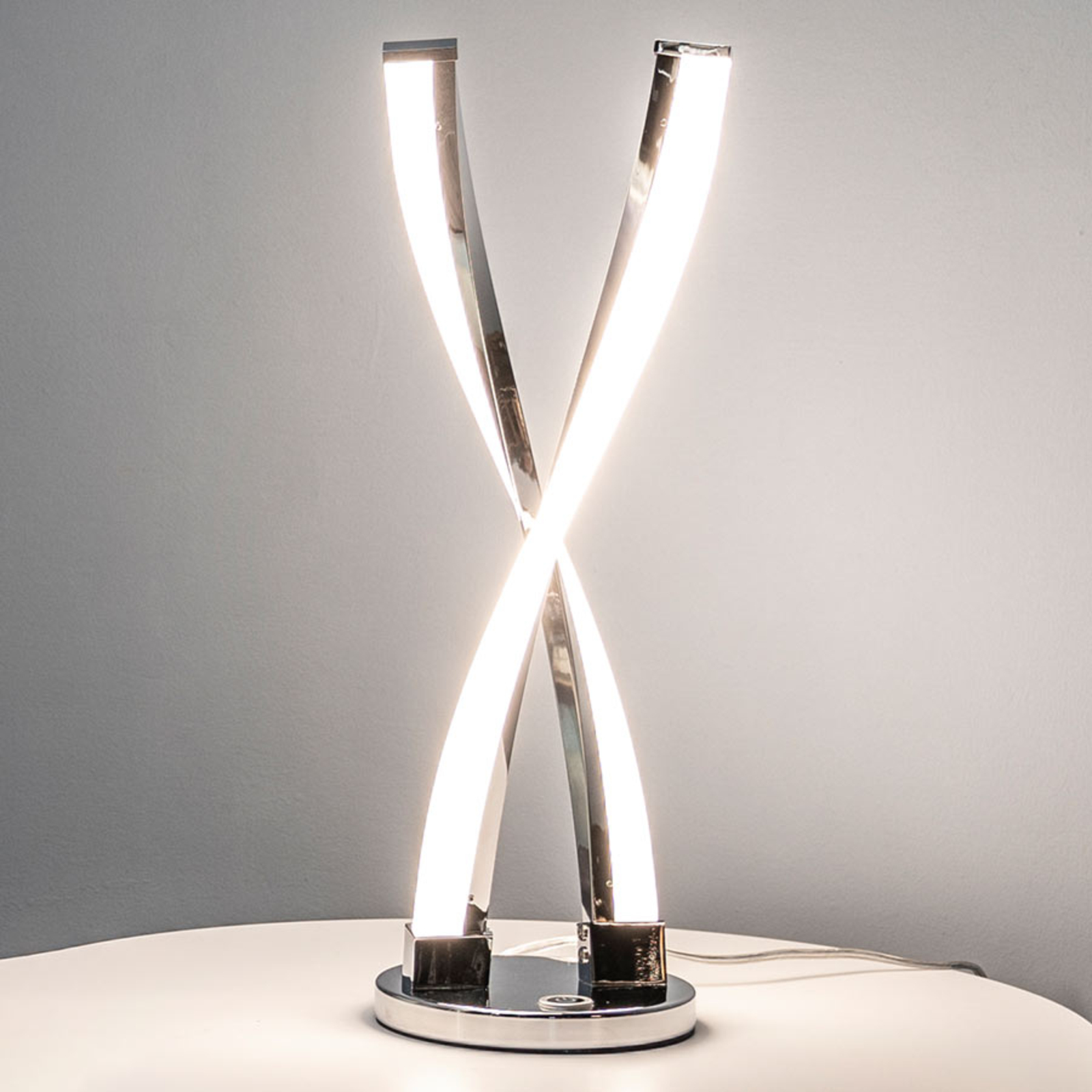 Wofi Idana - glossy chrome LED table lamp, for Living / Dining Room, metal, plastic, 9.6 W, energy efficiency: A, H: 42.3 cm