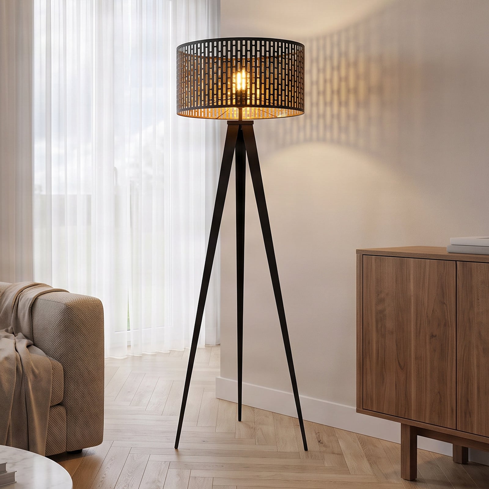 Thoralf Lampadaire Black - Lindby