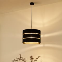 Lámpara colgante Lindby Tsomo, Ø 40 cm, negra, tela, E27