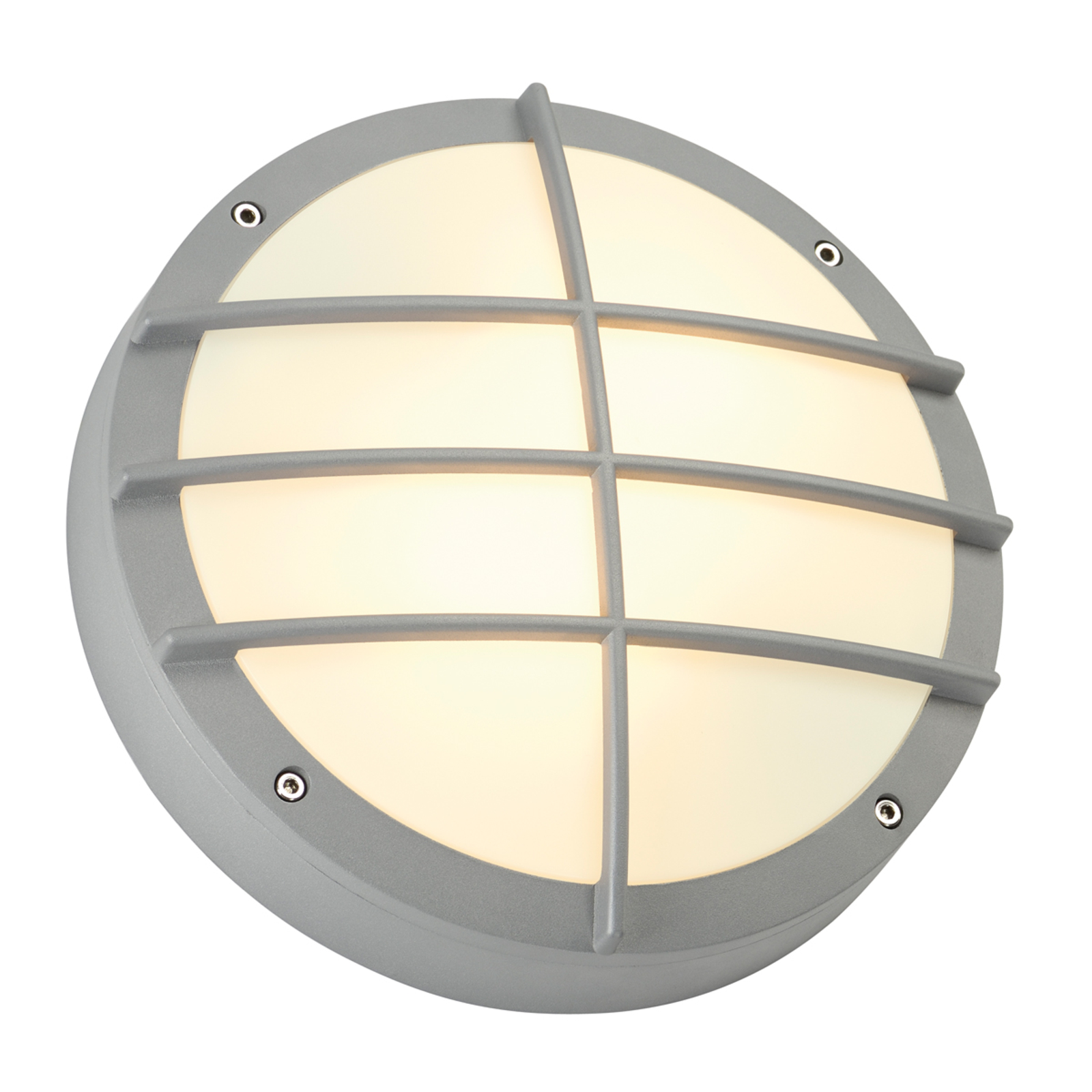 SLV BULAN GRID Elegant Exterior Wall Lamp, Silver Grey, Aluminium, plastic, E27, 40 W, energy efficiency: A++