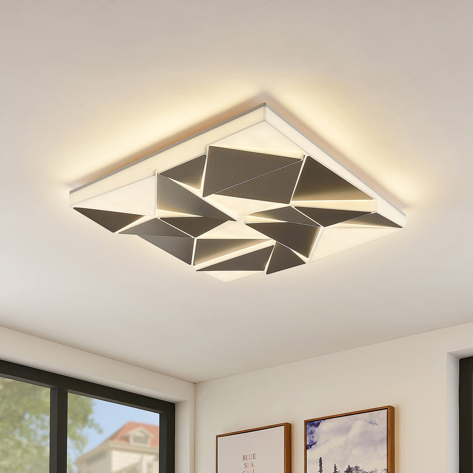 Lindby Ingmar LED ceiling light CCT, 60 cm, for Living / Dining Room, plastic, aluminium, 45 W, energy efficiency: A+, L: 60 cm, W: 60 cm, H: 7 cm