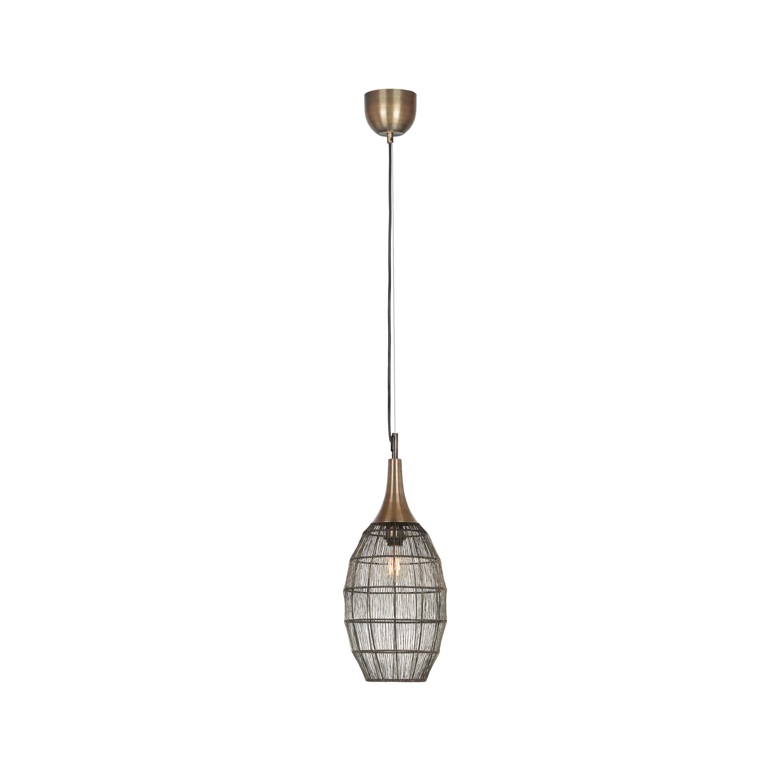 Luminária suspensa Soraya, 1 lâmpada, oval, metal, latão antigo