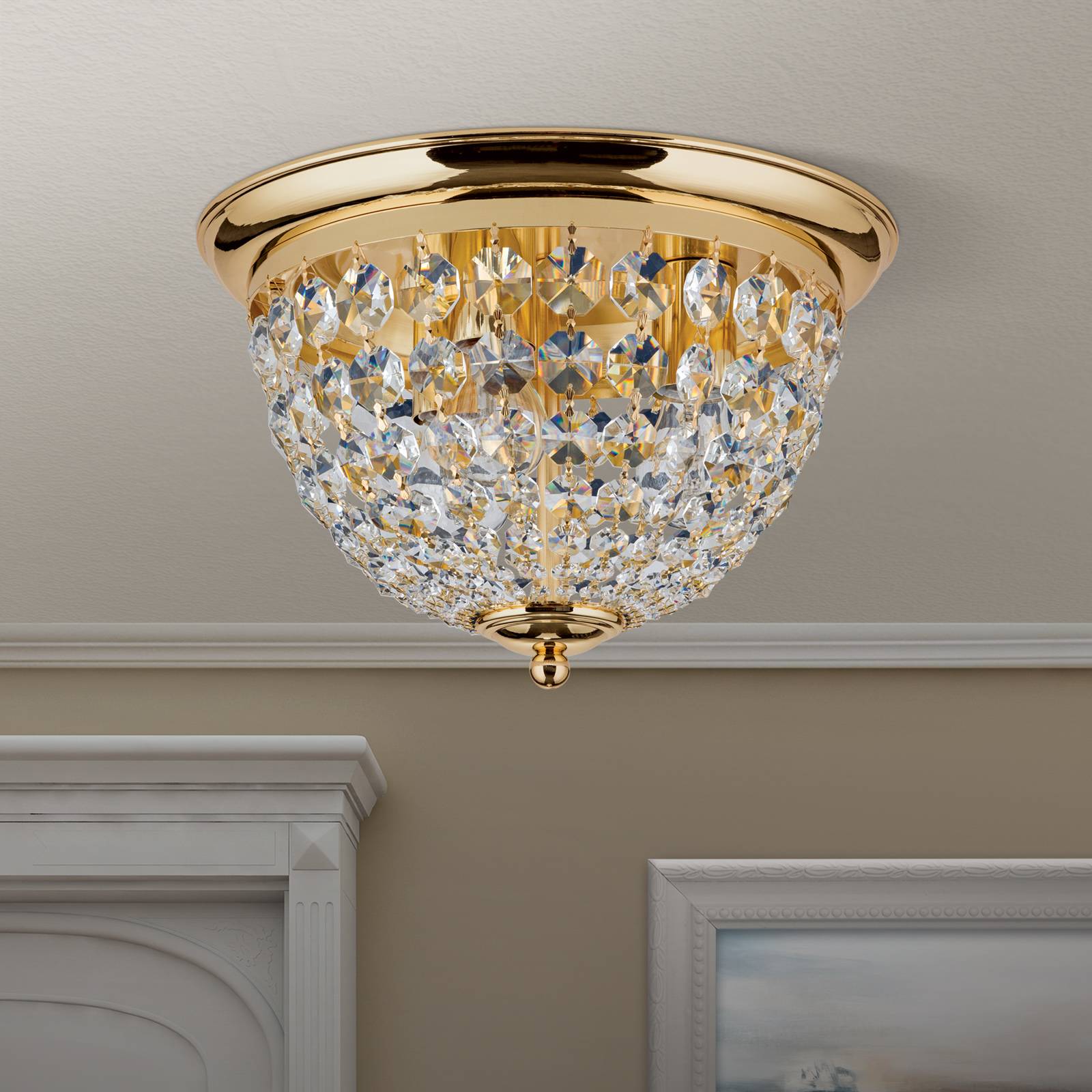 Loftslampe Plafond guld/transparent Ø 35 cm