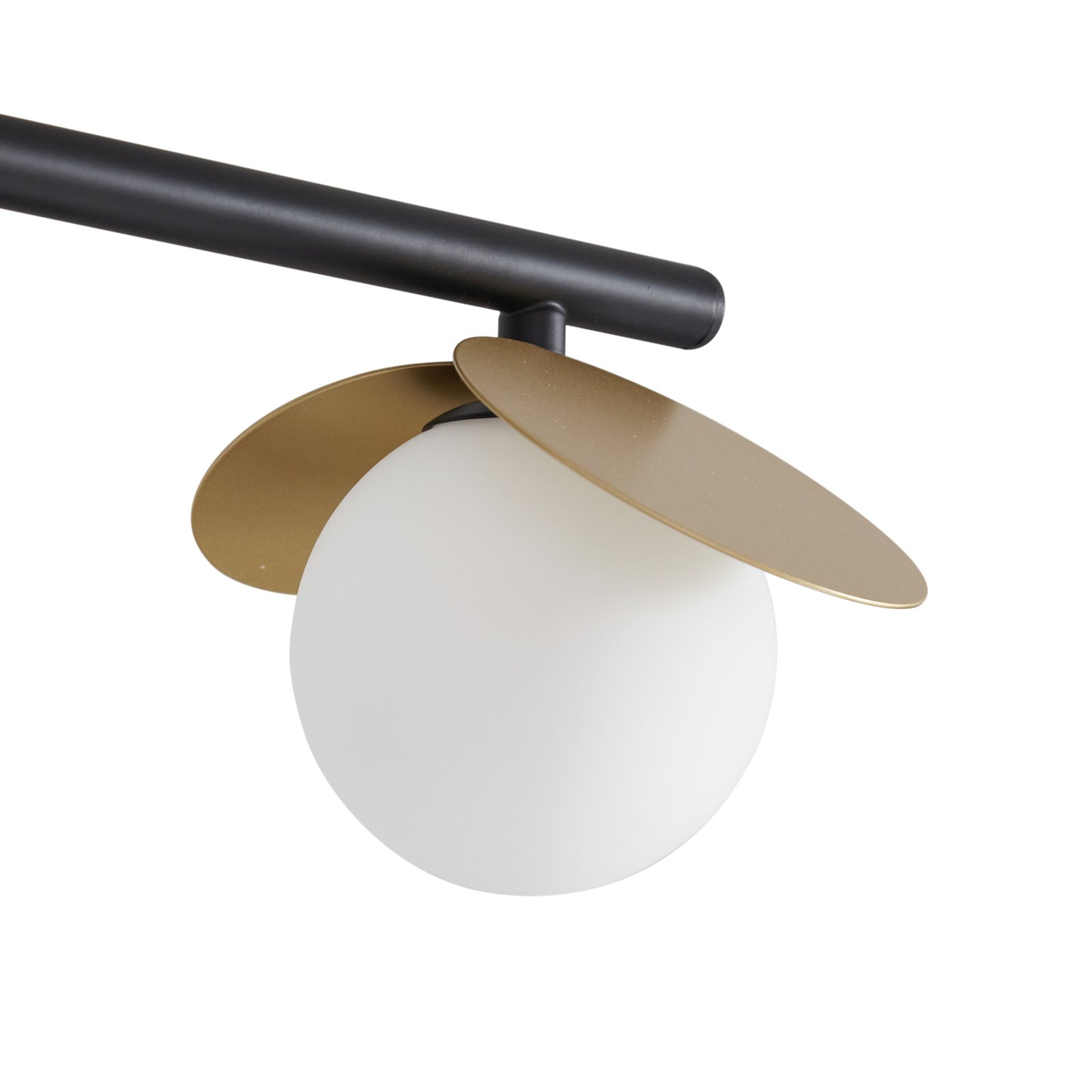 Lucande Pallo LED ceiling lamp, linear, 4-bulb, black/gold