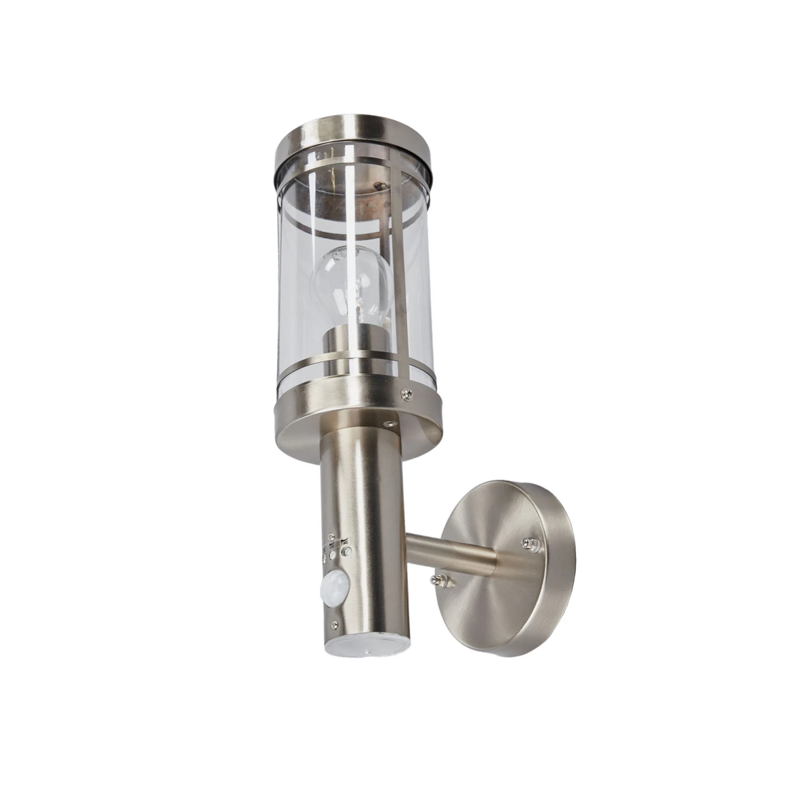 Lindby Außenwandlampe Djori, Sensor, aluminiumfarben, E27