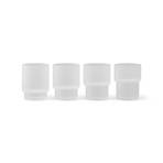 ferm LIVING Glas Ripple Small, wit, 60 ml, glas, set van 4