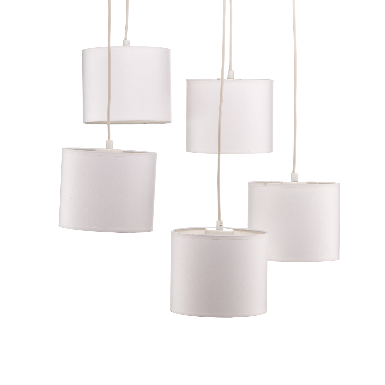 Hanglamp Soho, cilindrisch, rond 5-lamps wit