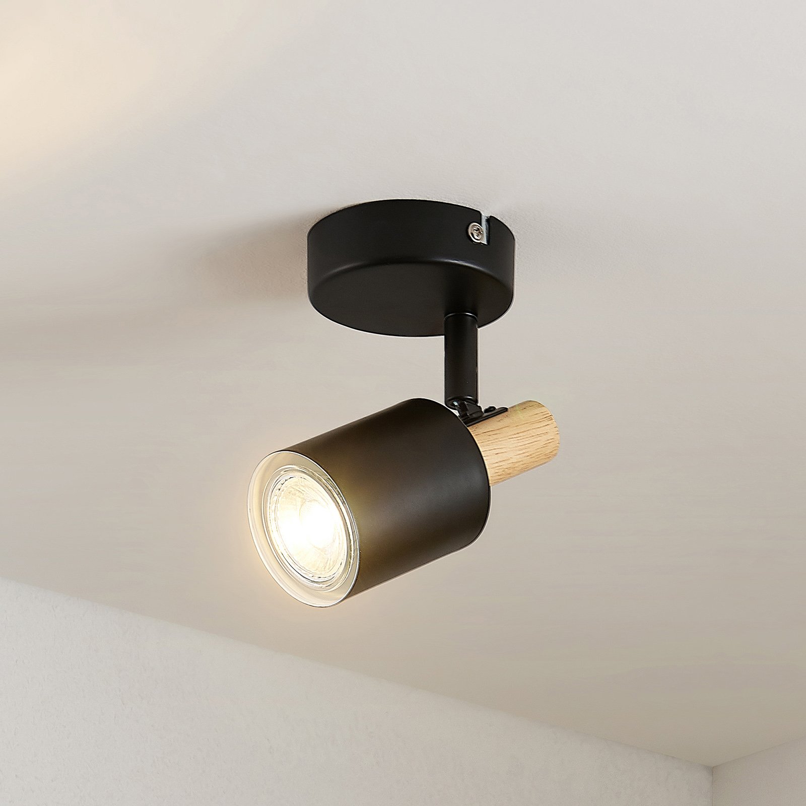 Lindby Junes LED wall spotlight one-bulb, black