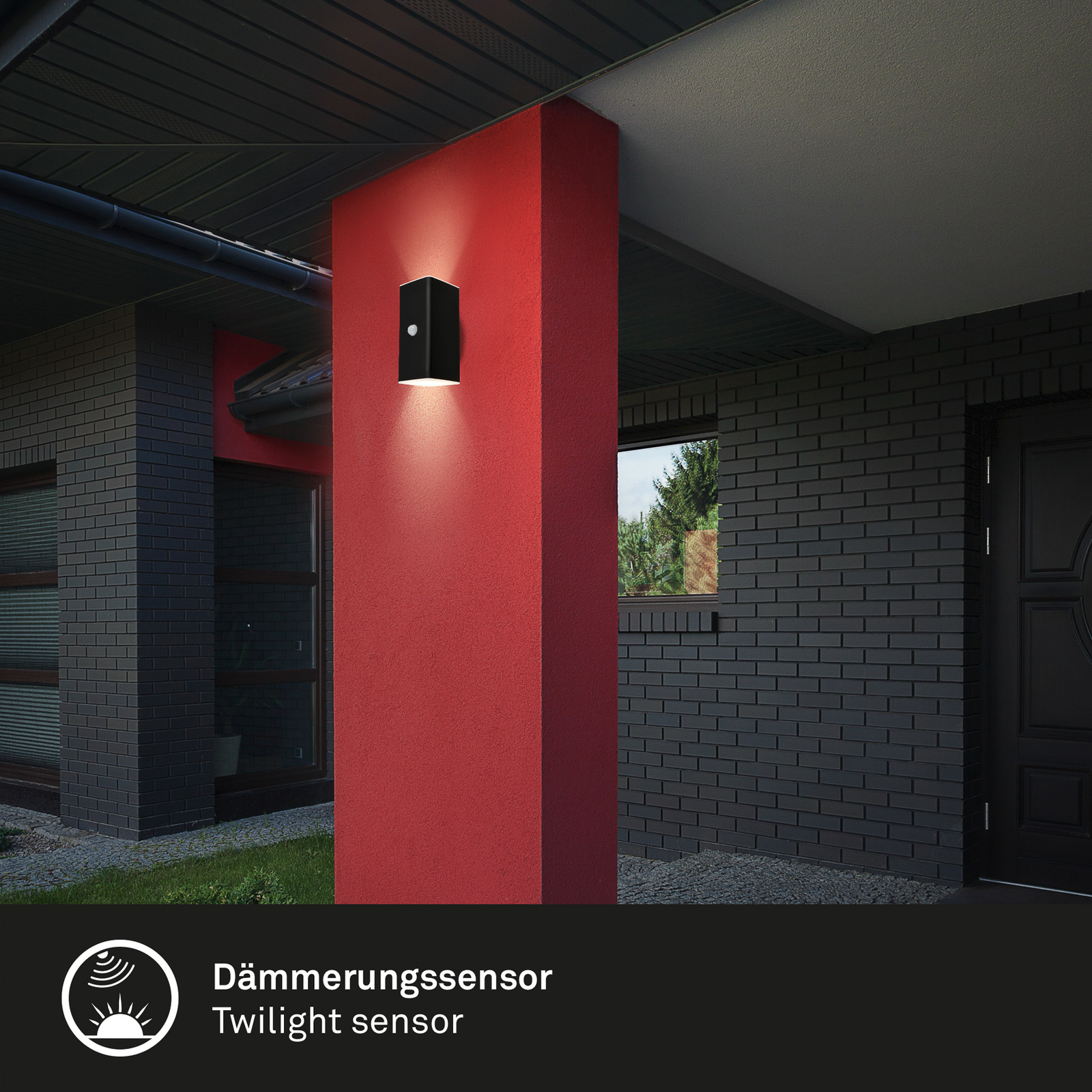 Utendørs vegglampe 3788015, svart, sensor, opp/ned