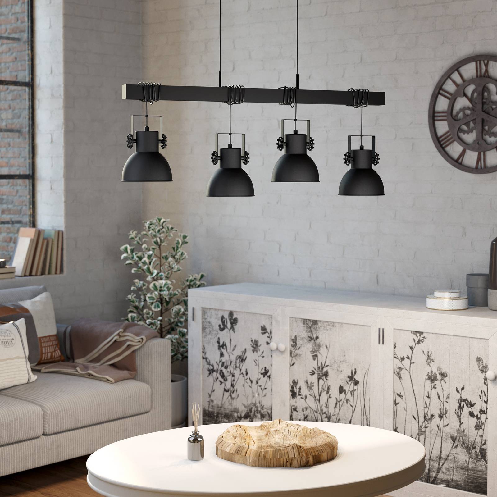 Hängeleuchte Shirebrook, vierflammig, schwarz günstig online kaufen