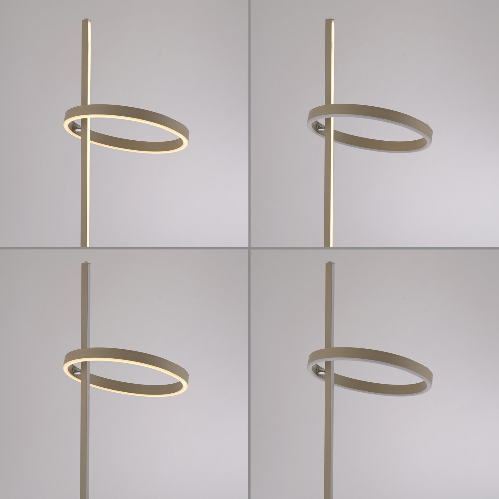 JUST LIGHT. LED vloerlamp Ritus zand, ijzer, dimmer, 3.000 K