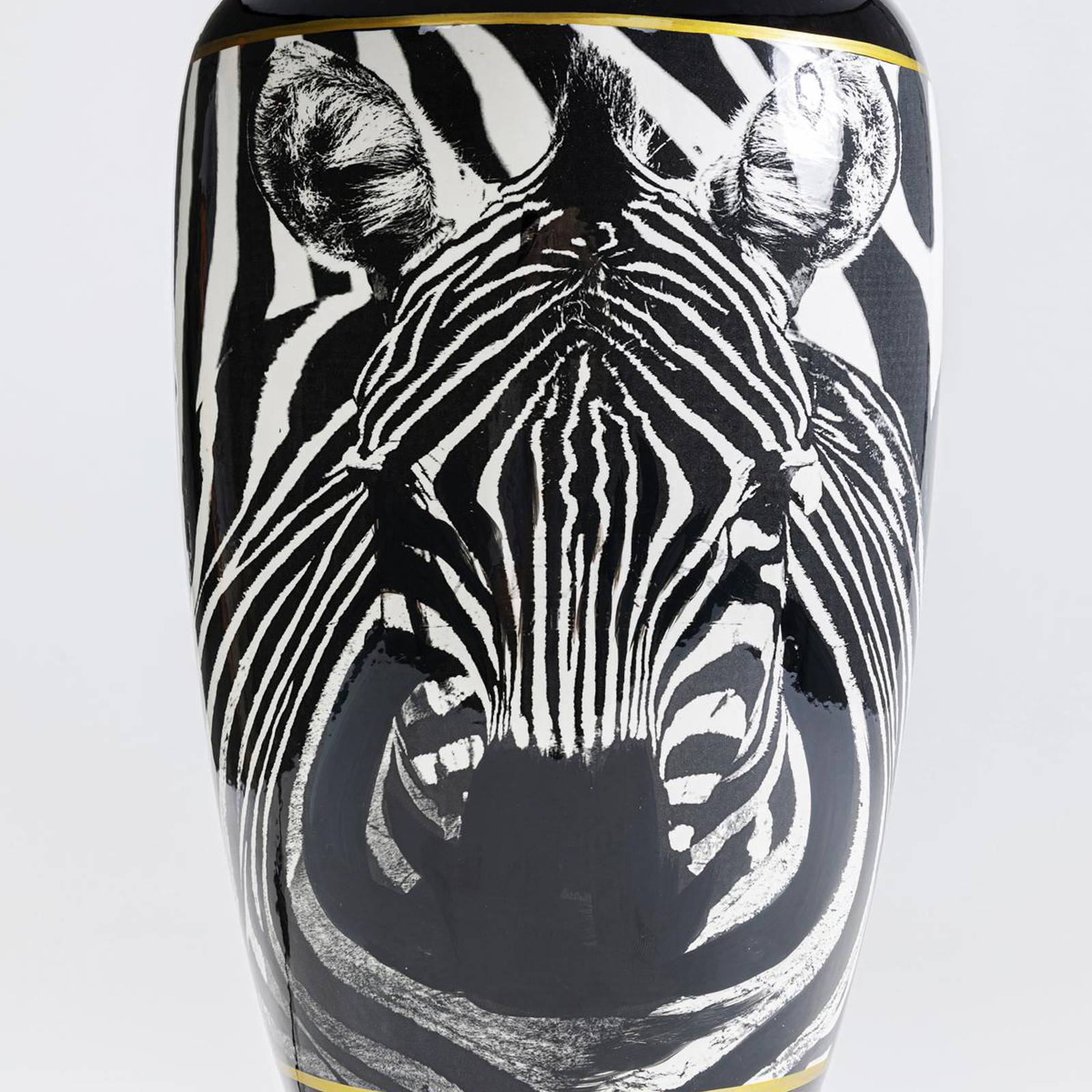 Kare lampa stołowa Zebra Face czarna tkanina, porcelana, 71 cm