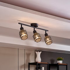 Lindby Eudoria foco de techo 3 luces negro/oro