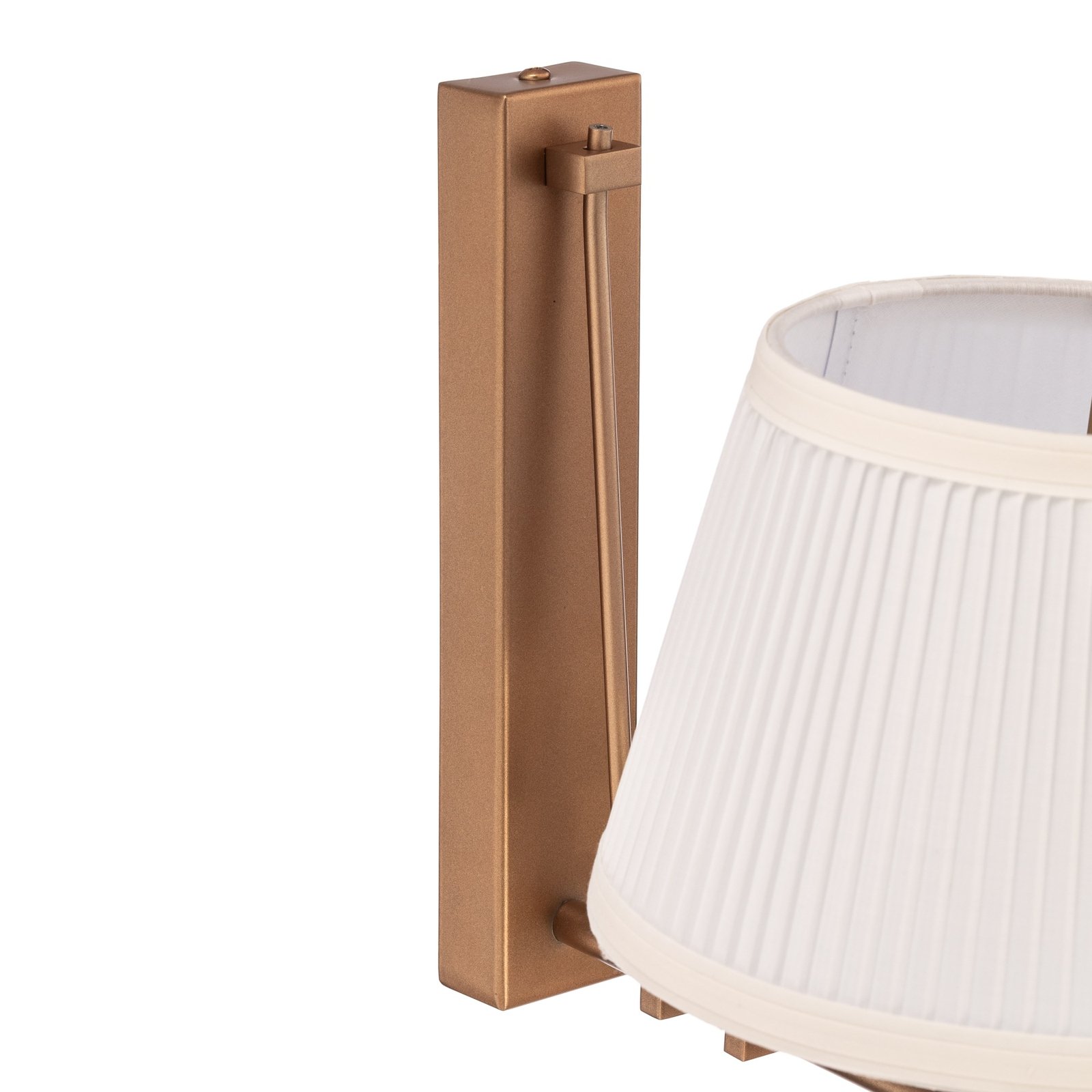 Wandlamp Atro, oud goud met witte kap