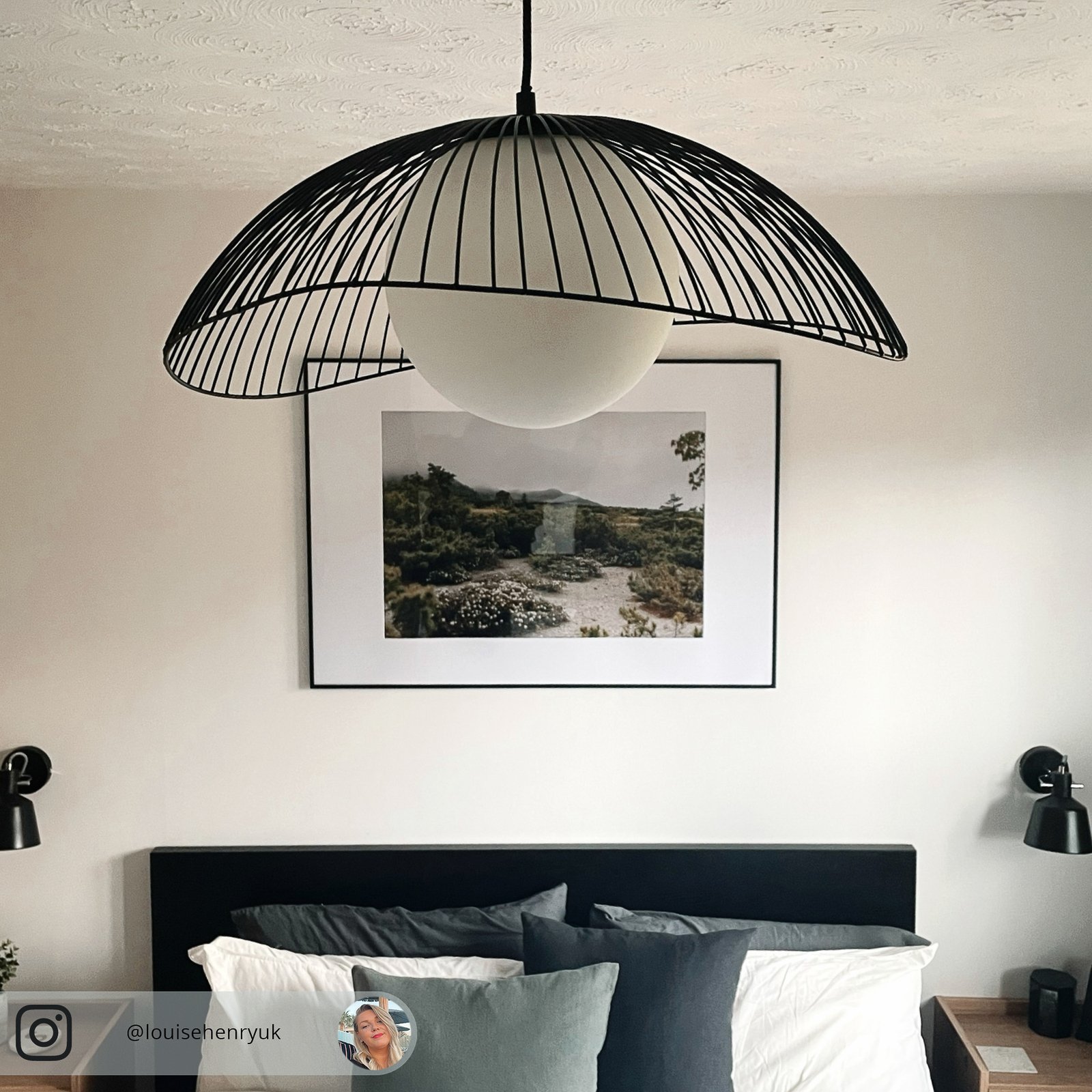 Fabronia Függőlámpá Opal/Black - Lindby
