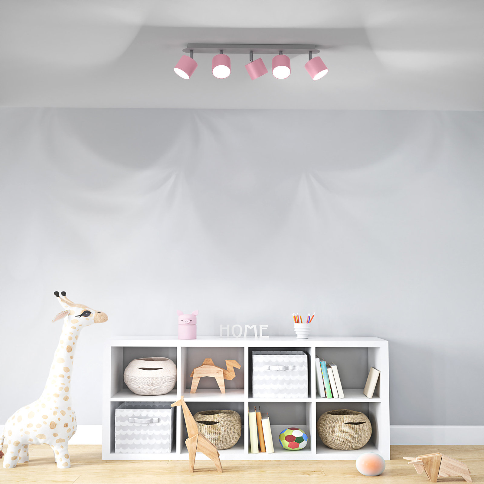 Cloudy spot pour plafond à cinq lampes rose