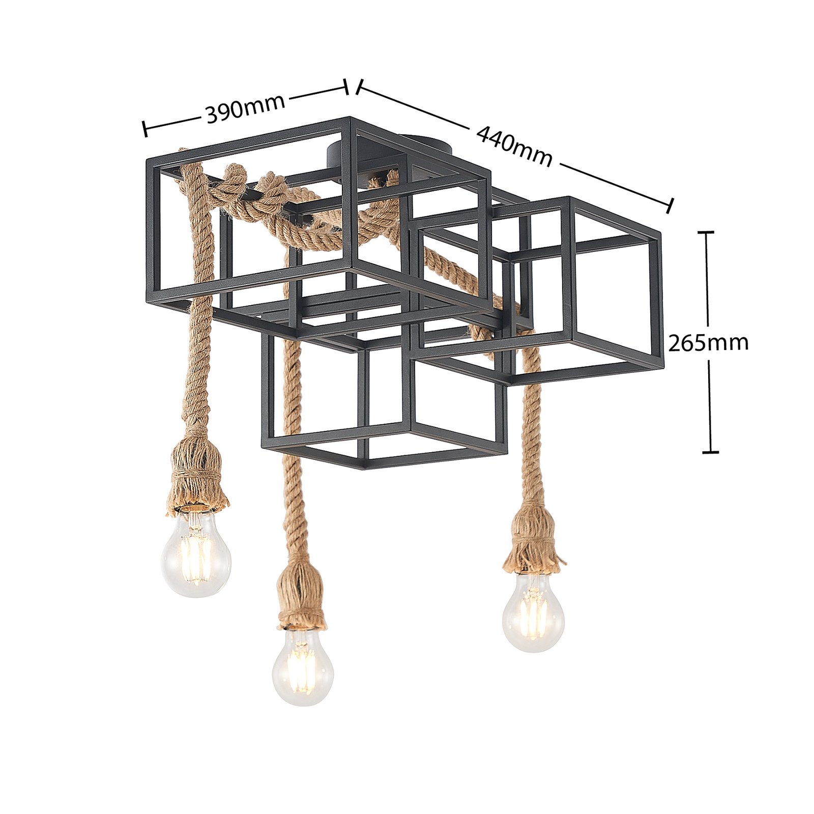 Andrik 3 Plafonnier Black - Lucande